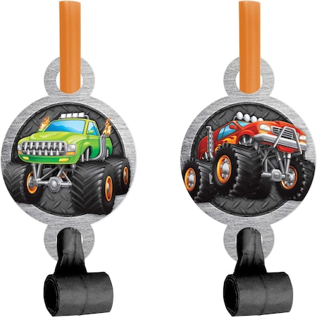 Monster Truck Party Blowers, 5.25x2.55, 48PK